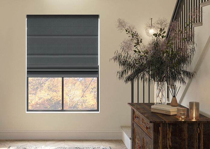 Melrose (Blackout), Lead Grey - Motorised Roman Blind - Image 3